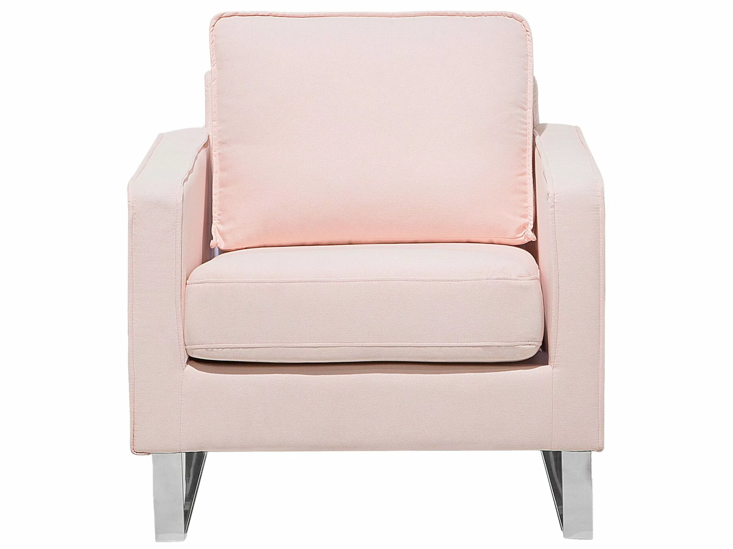 Beliani Sillón De Poliéster Rosa/plateado VIND - Imagen 3