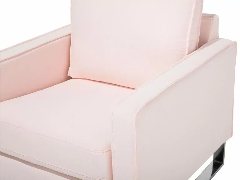 Beliani Sillón De Poliéster Rosa/plateado VIND - Imagen 6
