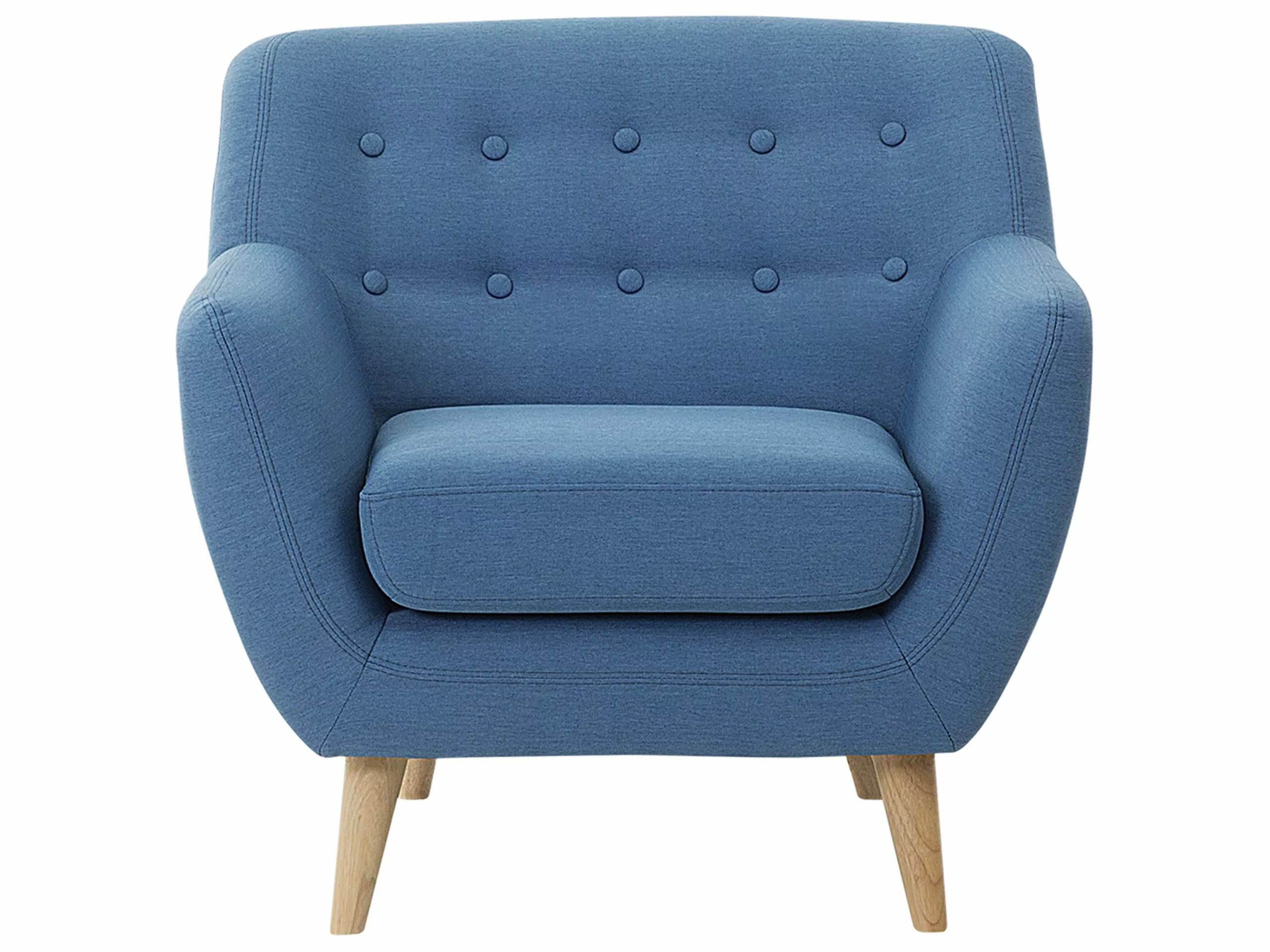 Beliani Sillón De Poliéster Azul/madera Clara MOTALA - Imagen 4