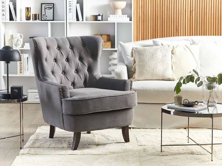 Beliani Sillón Tapizado Gris Oscuro VIBORG II - Imagen 2