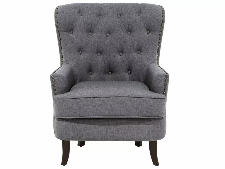 Beliani Sillón Tapizado Gris Oscuro VIBORG II - Imagen 3