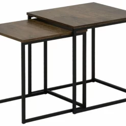 Beliani Conjunto De 2 Mesas De Centro Madera Oscura/negro DENNY