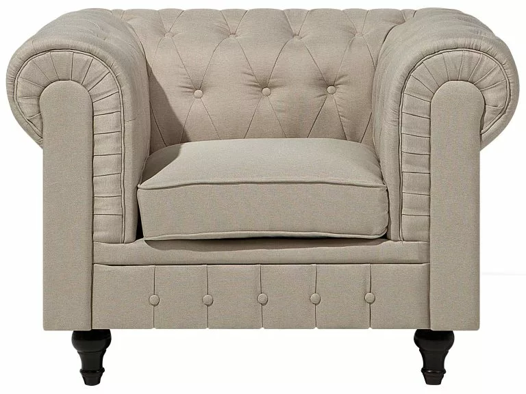 Beliani Sillón Tapizado Beige CHESTERFIELD - Imagen 5