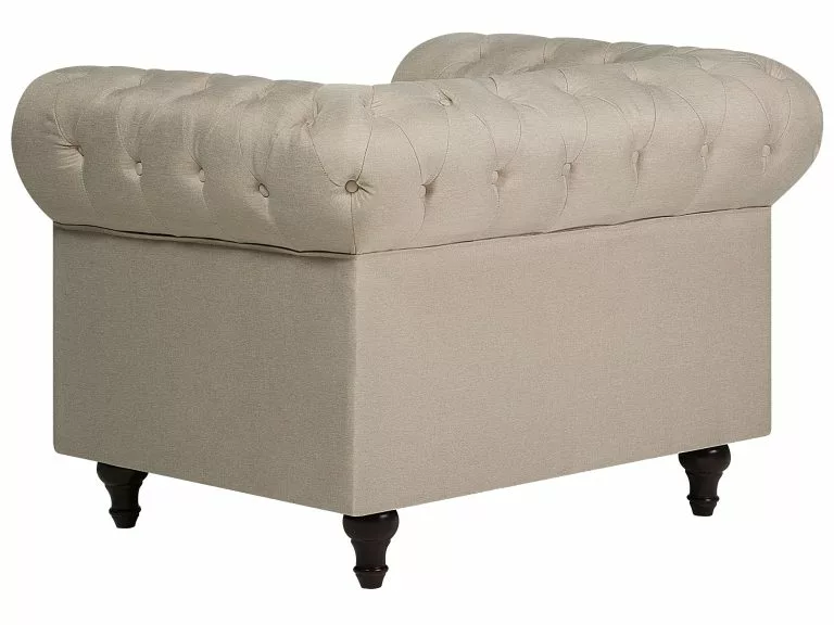 Beliani Sillón Tapizado Beige CHESTERFIELD - Imagen 6