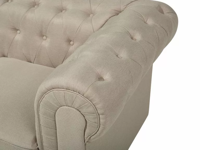 Beliani Sillón Tapizado Beige CHESTERFIELD - Imagen 8