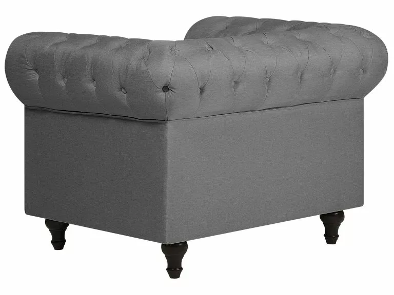 Beliani Sillón Tapizado Gris CHESTERFIELD - Imagen 5