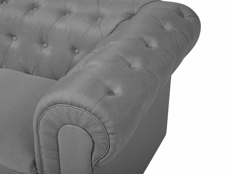 Beliani Sillón Tapizado Gris CHESTERFIELD - Imagen 7