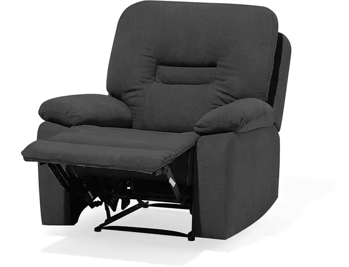 Beliani Sillón Reclinable De Poliéster Gris Oscuro/negro BERGEN - Imagen 5