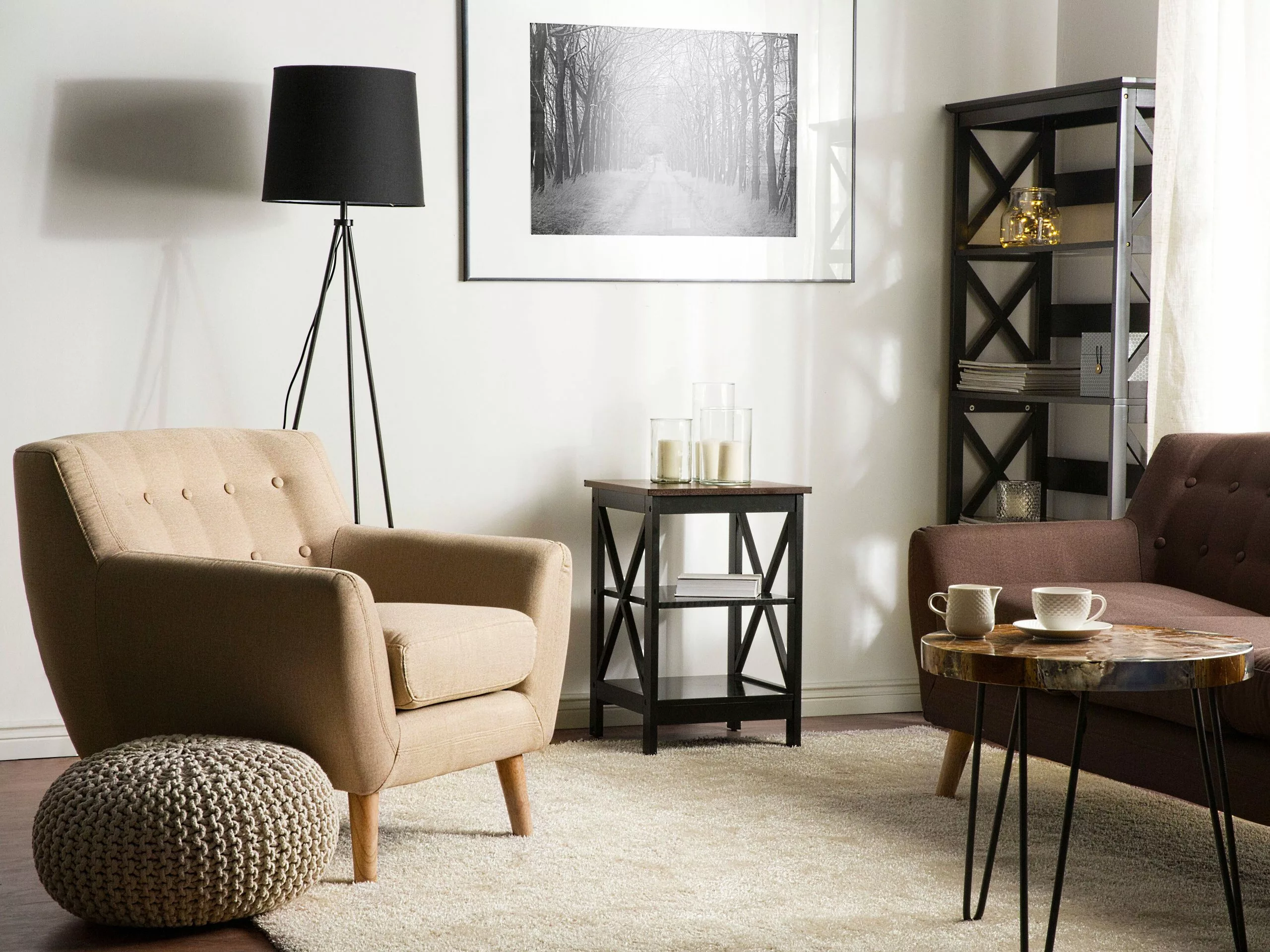 Beliani Mesa Auxiliar Negra 40 X 40 Cm FOSTER - Imagen 2