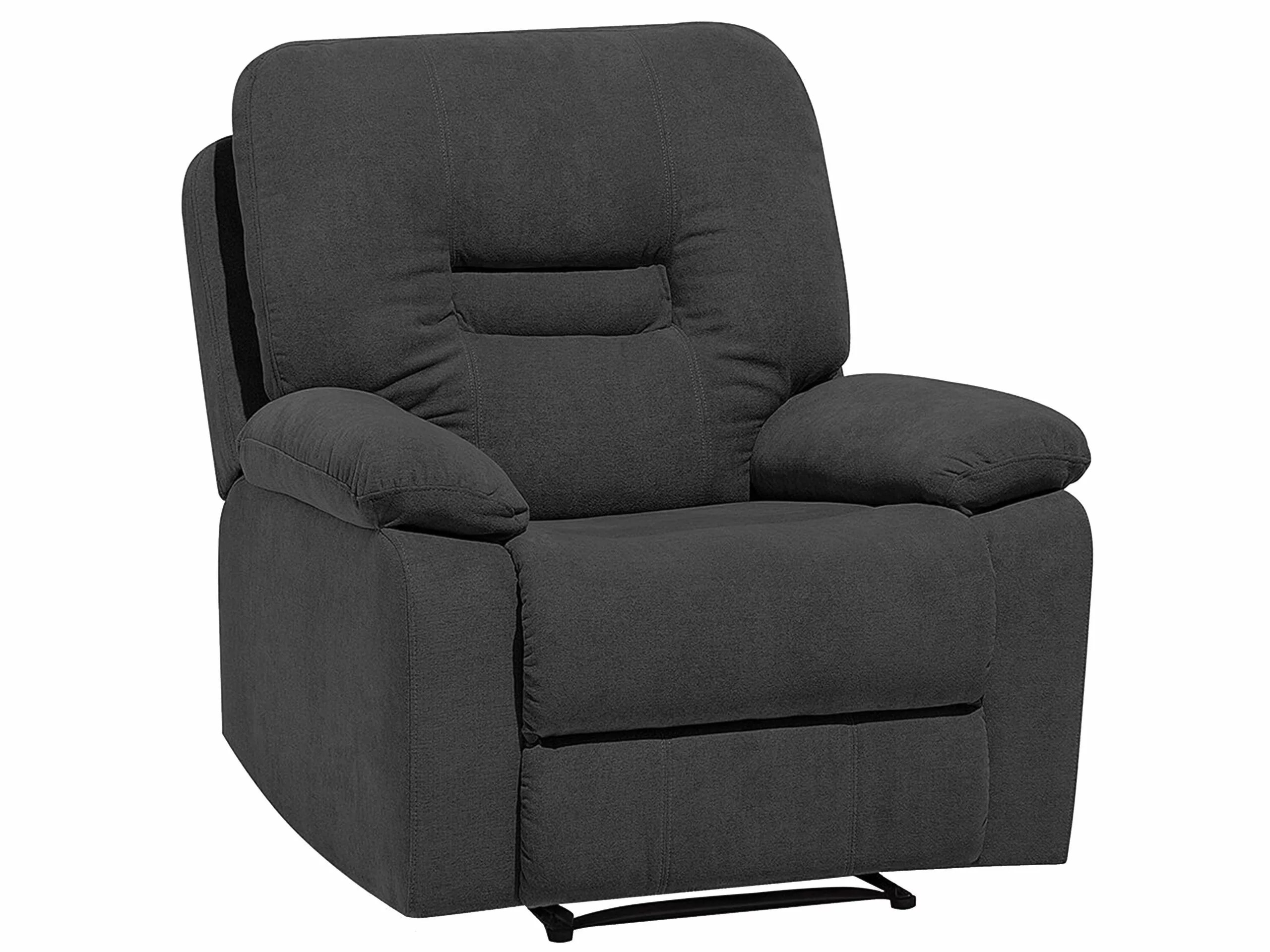 Beliani Sillón Reclinable De Poliéster Gris Oscuro/negro BERGEN