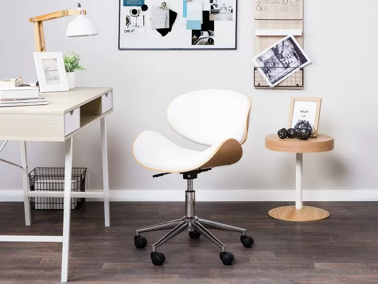 Beliani Mesa De Centro De Madera Maciza Clara/blanco ⌀ 40 Cm OREGON - Imagen 6