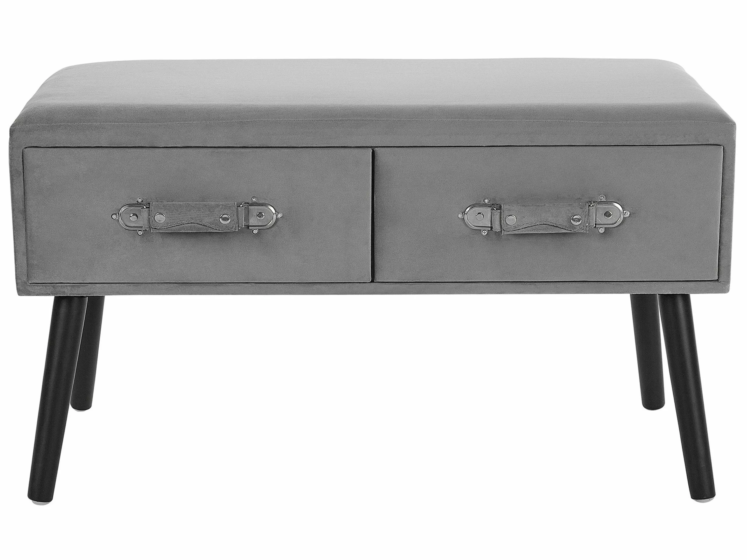 Beliani Mesa De Centro De Terciopelo Gris/negro 80 X 40 Cm AMTRAK - Imagen 3