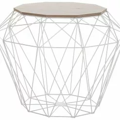 Beliani Mesa Auxiliar Madera Clara/blanco 43 Cm ELIDA