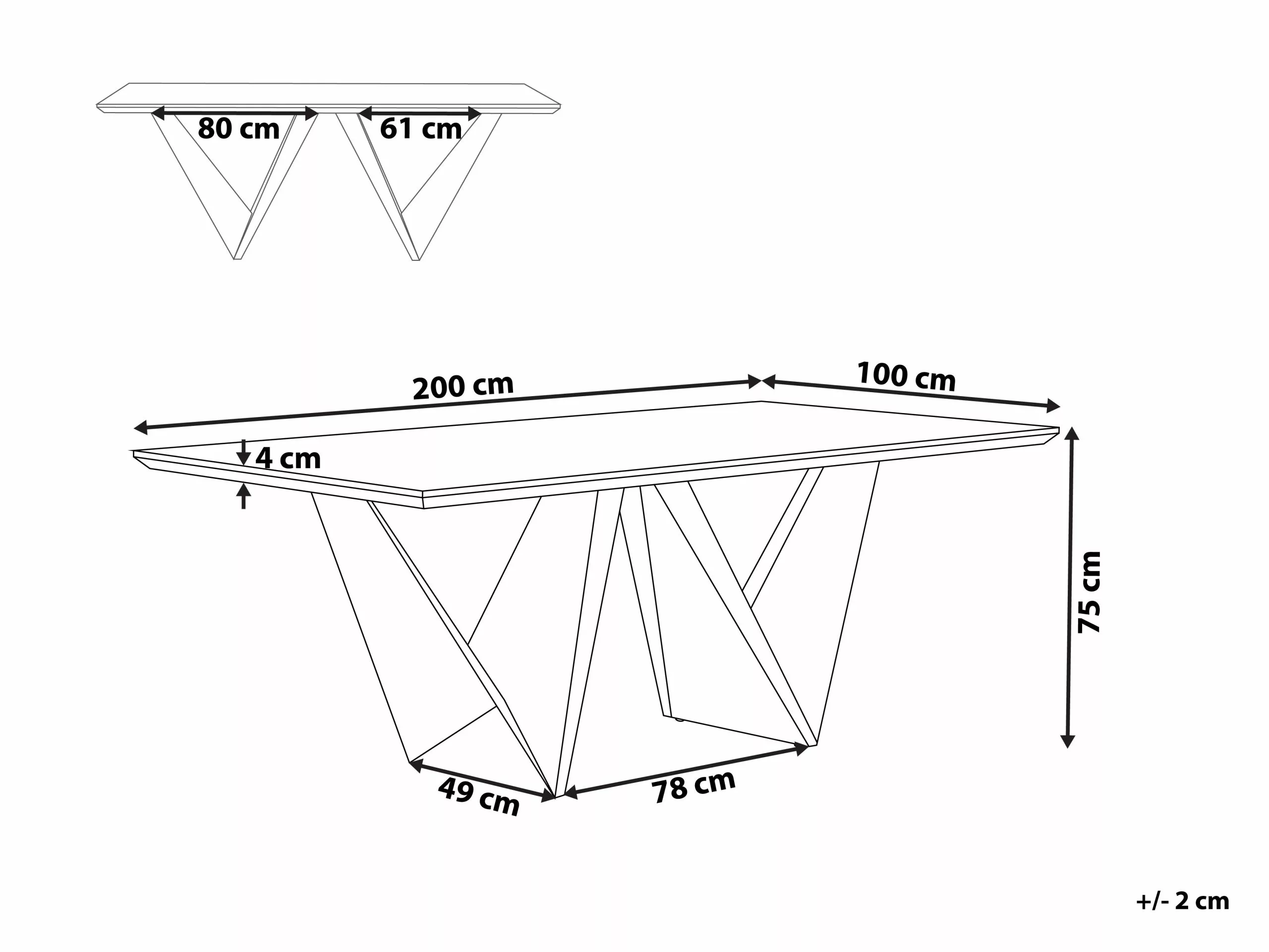 Beliani Mesa De Comedor Madera Oscura/negro 200 X 100 Cm SINTRA - Imagen 8