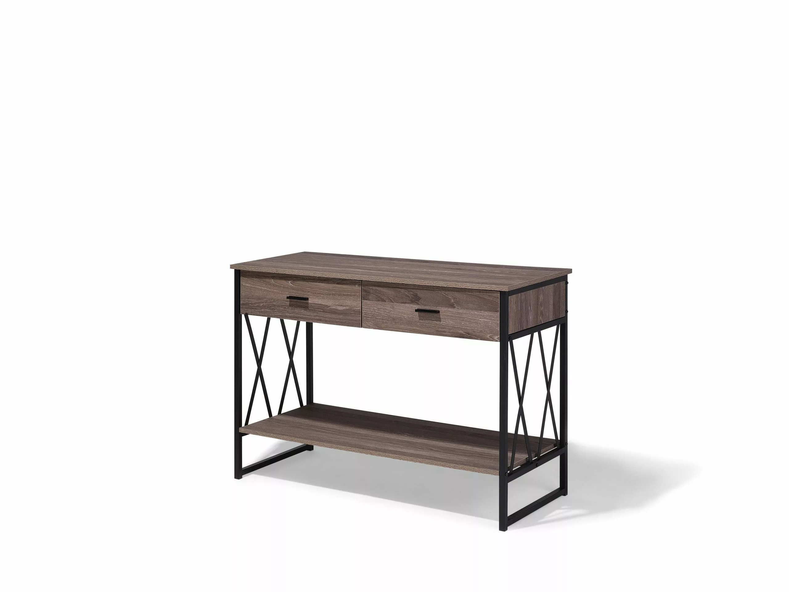 Beliani Consola Madera Oscura/gris Pardo 107 X 46 Cm AYDEN - Imagen 7