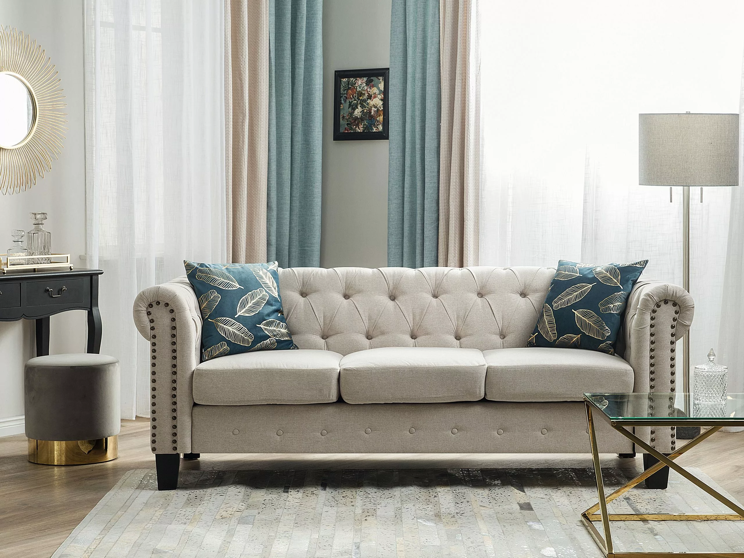 Beliani Mesa Auxiliar De Vidrio Transparente/dorado 40 X 40 Cm BEVERLY - Imagen 3