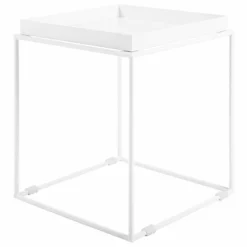 Beliani Mesa Auxiliar De Metal Blanco 38 X 38 Cm SAXON