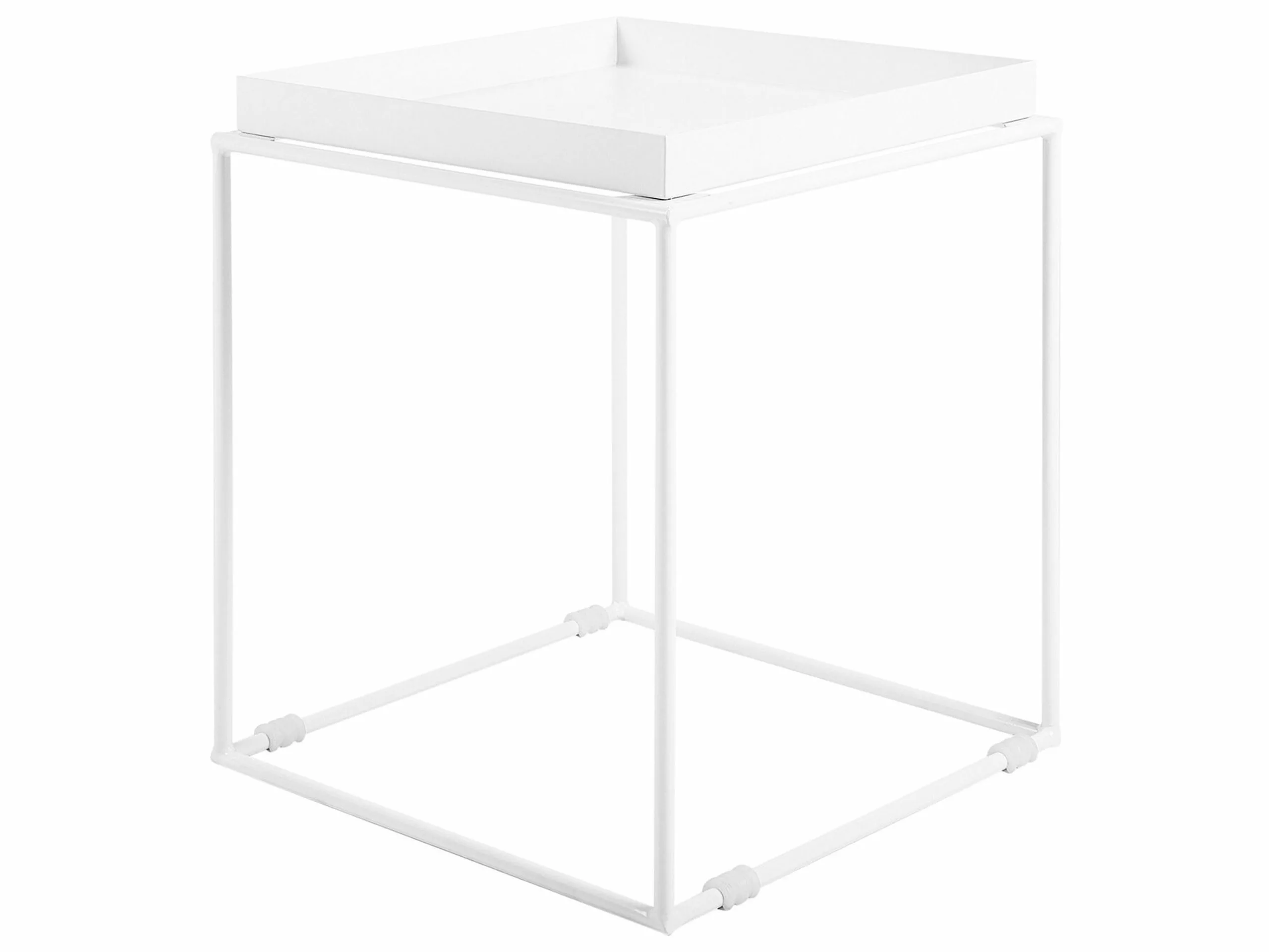 Beliani Mesa Auxiliar De Metal Blanco 38 X 38 Cm SAXON