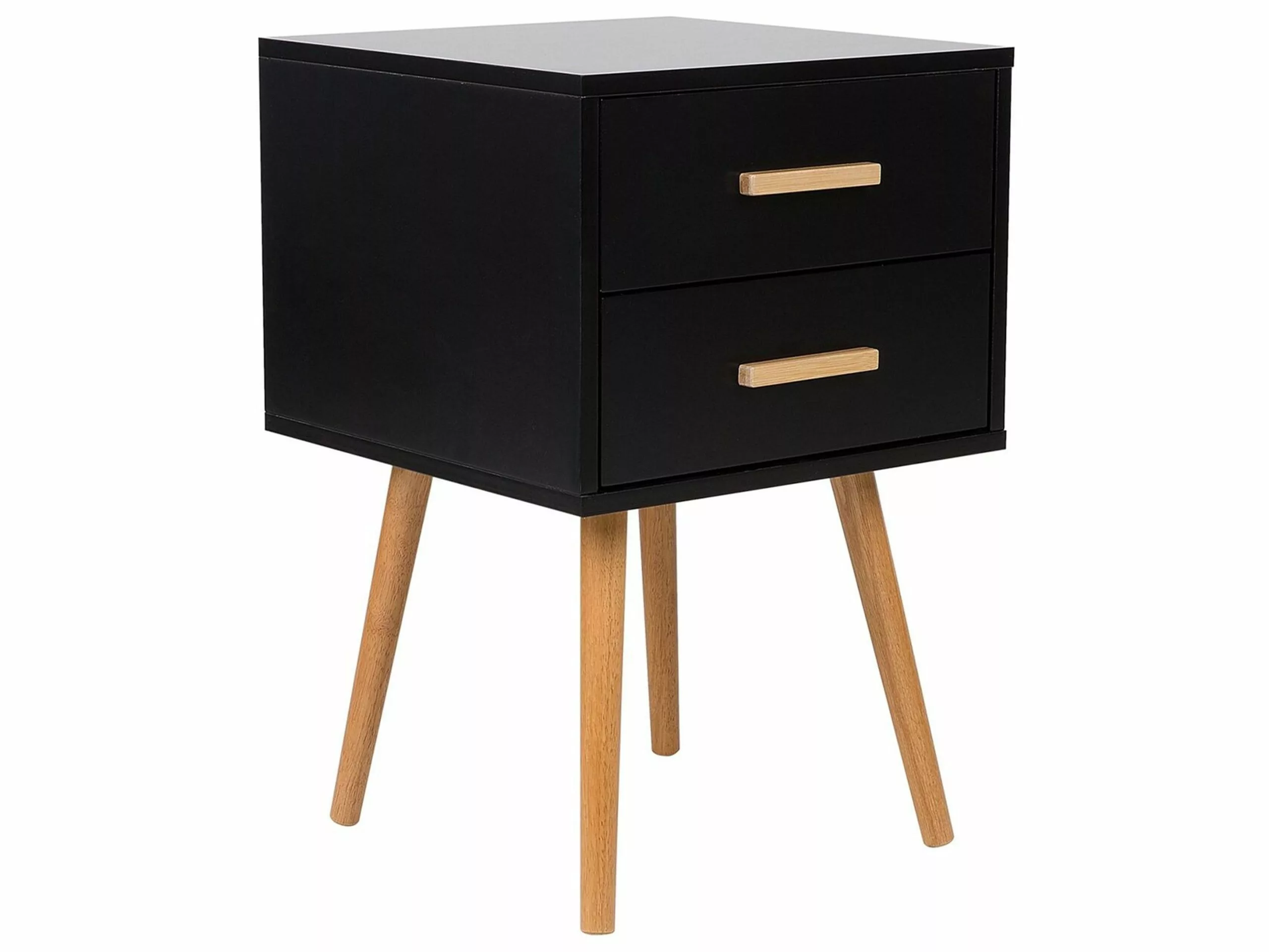 Beliani Mesa Auxiliar Negro/madera Clara 40 X 40 Cm ALABAMA