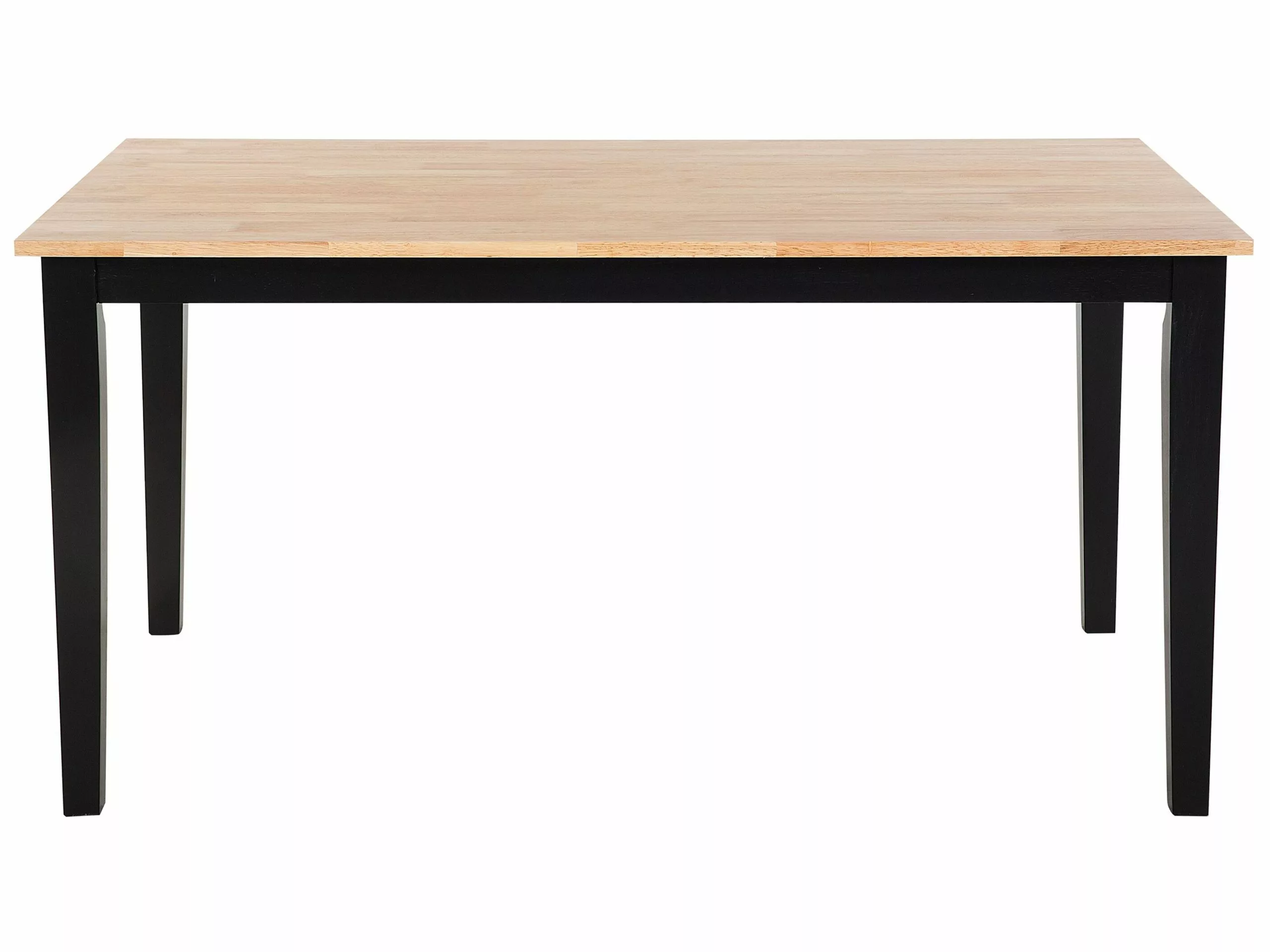Beliani Mesa De Comedor De Madera De Caucho Clara/negro 150 X 90 Cm GEORGIA - Imagen 5