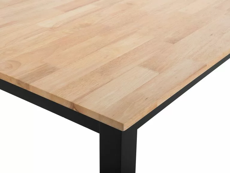Beliani Mesa De Comedor De Madera De Caucho Clara/negro 150 X 90 Cm GEORGIA - Imagen 6