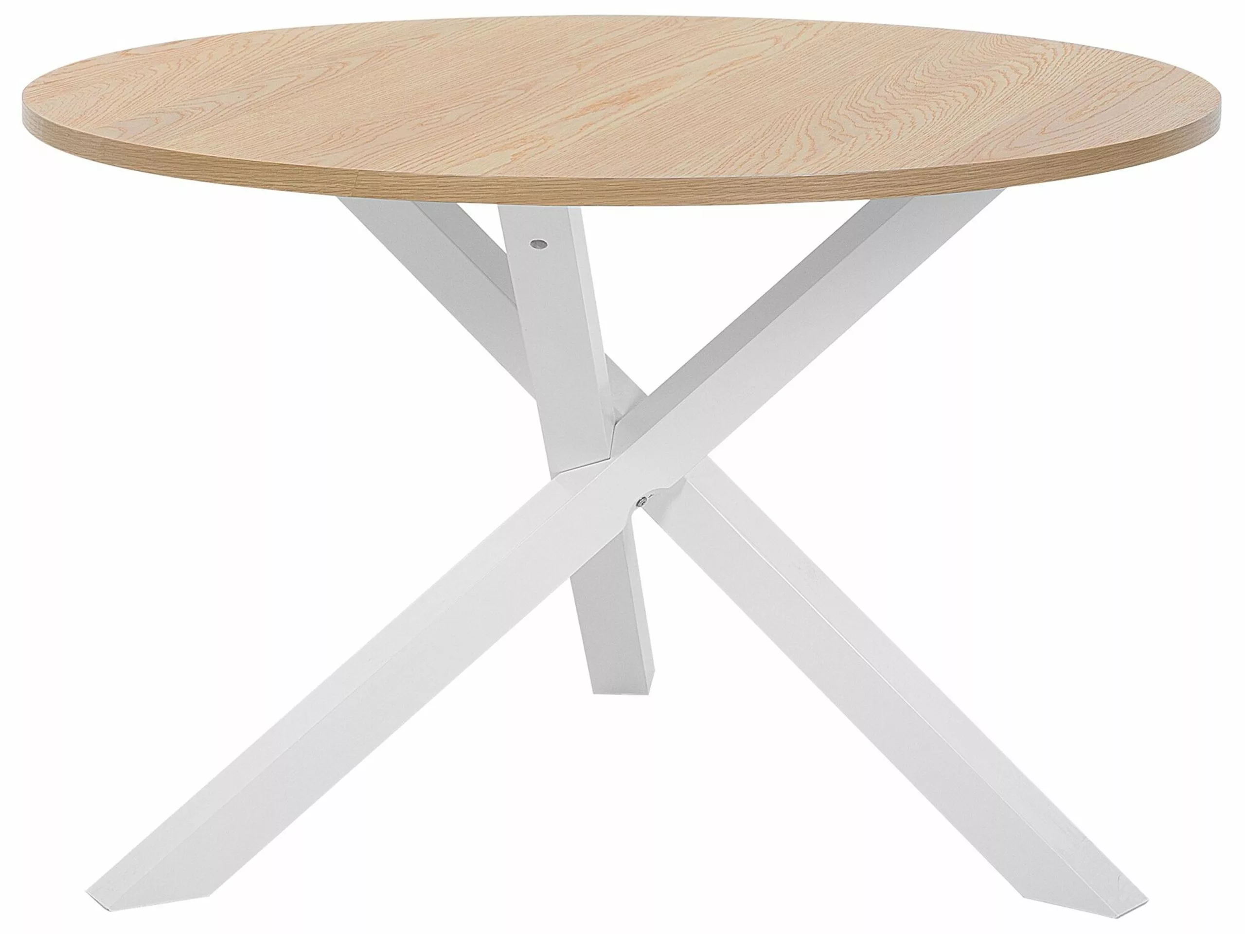 Beliani Mesa De Comedor Madera Clara/blanco ⌀ 120 Cm JACKSONVILLE
