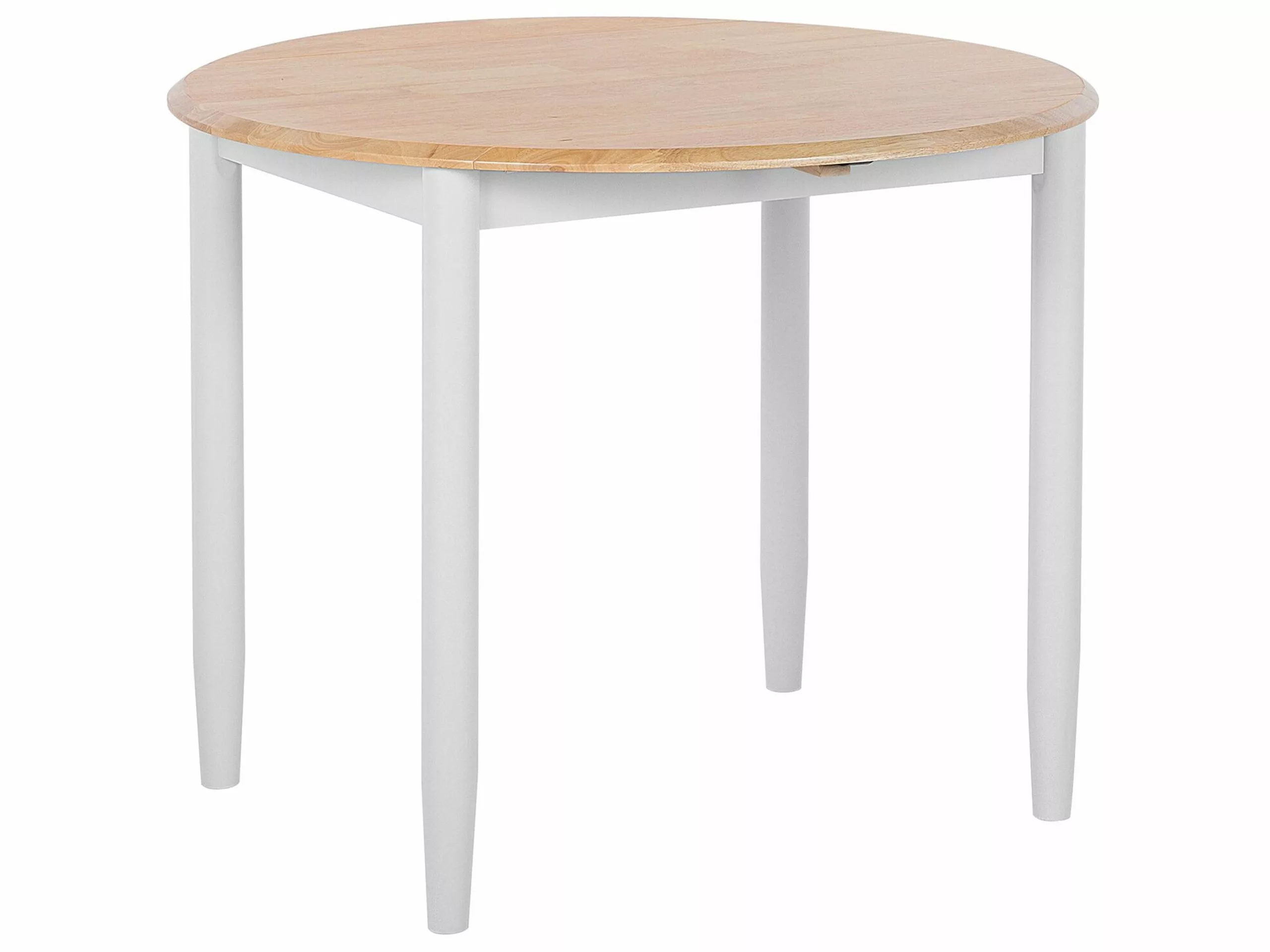 Beliani Mesa De Comedor Extensible De Madera De Caucho Clara/gris 61/92 X 92 Cm OMAHA
