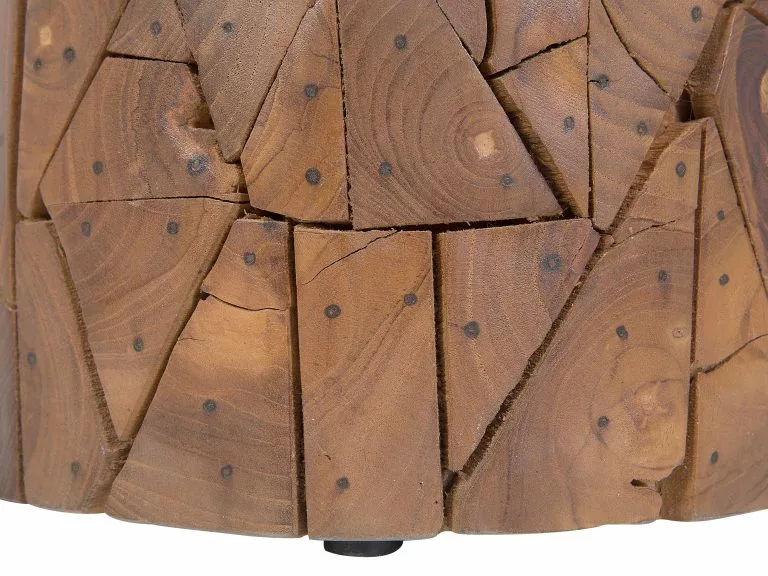 Beliani Mesa Auxiliar De Madera De Teca Oscura ⌀ 30 Cm DAWSON - Imagen 6