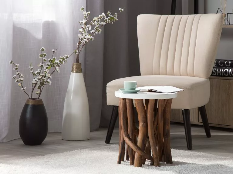 Beliani Sillón Tapizado Beige VAASA - Imagen 4