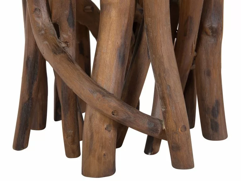 Beliani Mesa Auxiliar Blanco/madera Oscura ⌀ 40 Cm HOUMA - Imagen 8