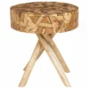 Beliani Mesa Auxiliar De Madera De Teca Clara ⌀ 50 Cm THORSBY