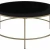 Beliani Mesa De Centro De Vidrio Negro/dorado ⌀ 88 Cm FLORENCE