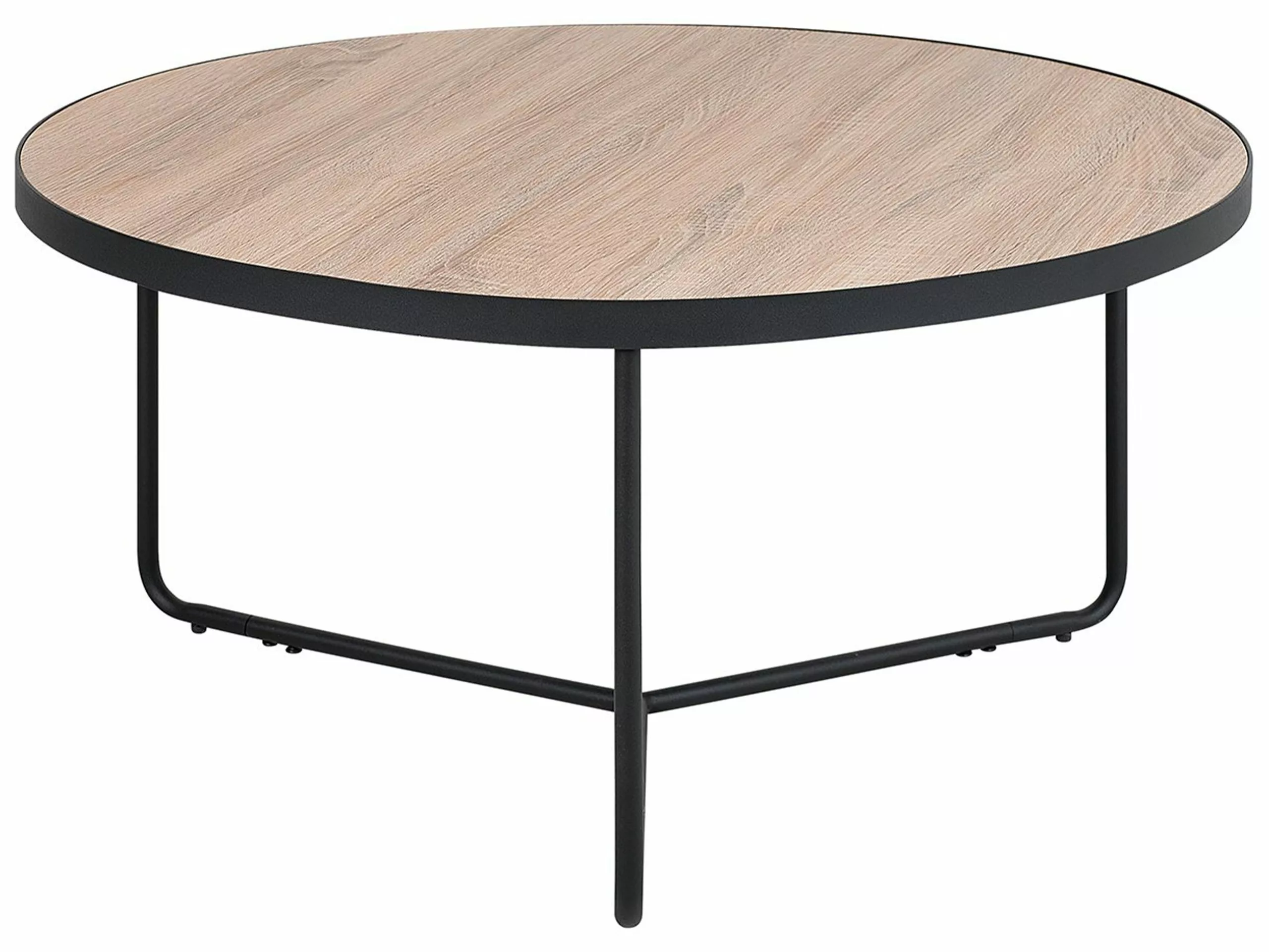 Beliani Mesa De Centro Madera Clara/negro 40 Cm MELODY