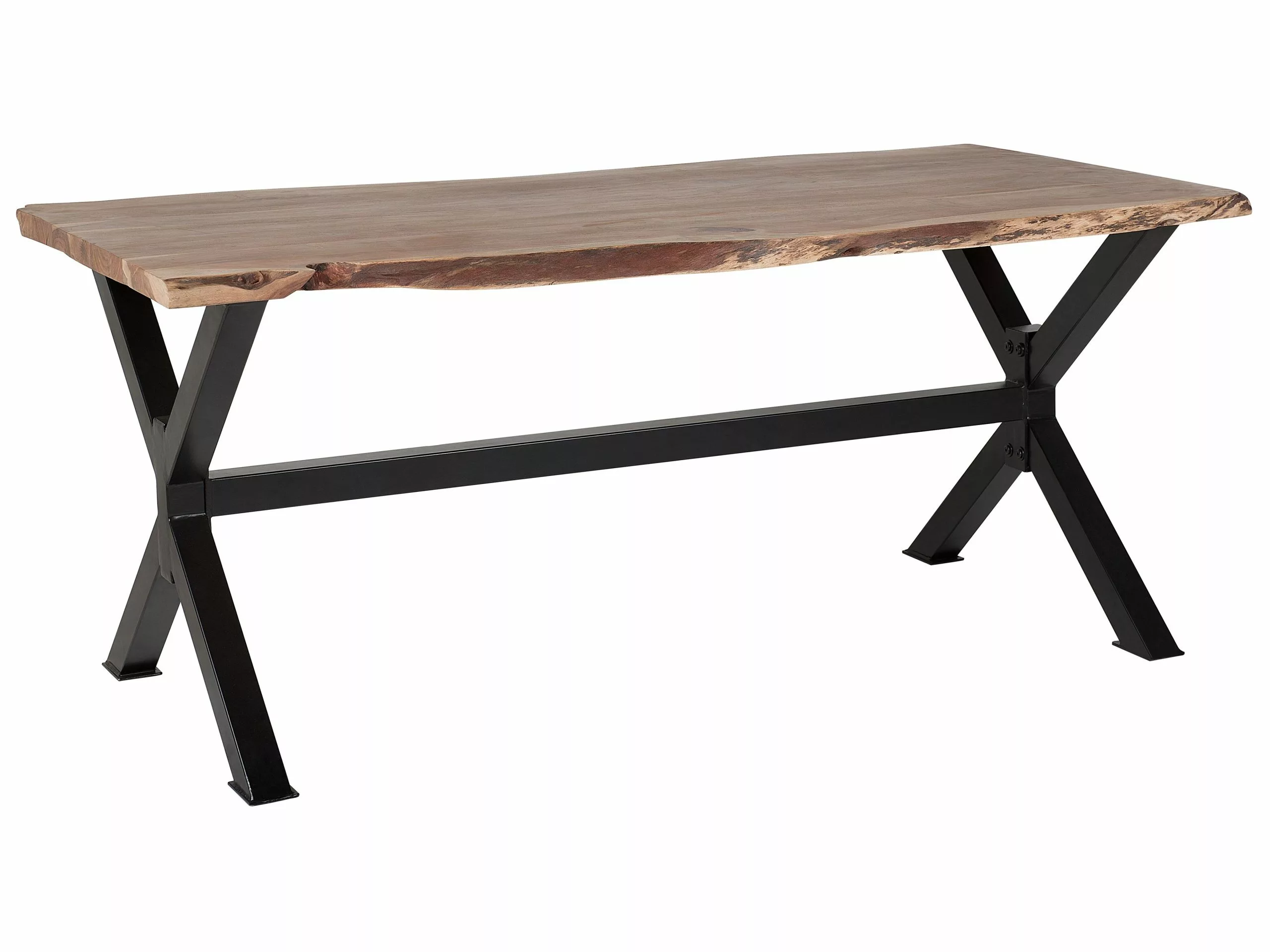 Beliani Mesa De Comedor De Madera De Acacia Clara/negro Varios Tamaños VALBO
