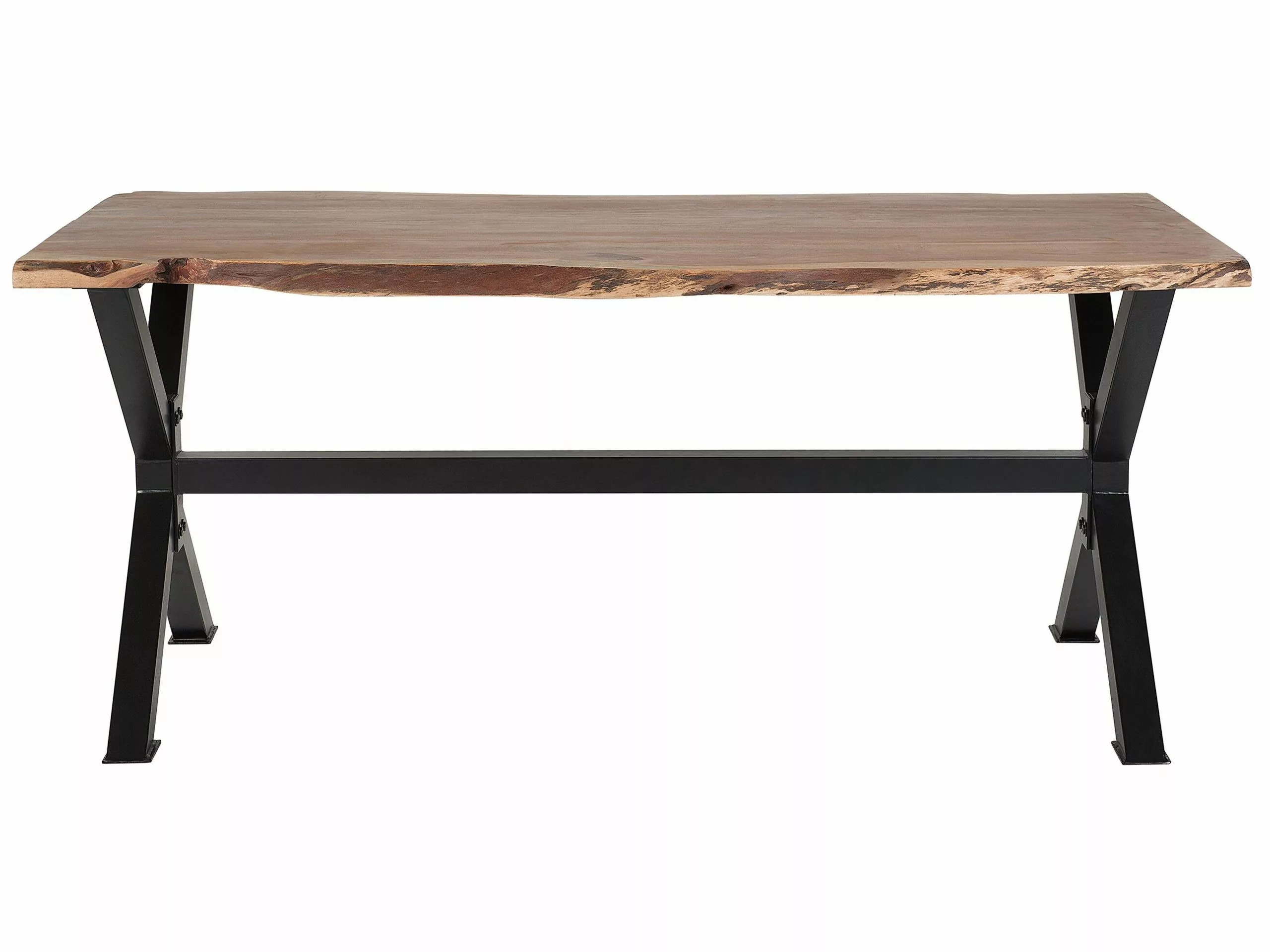 Beliani Mesa De Comedor De Madera De Acacia Clara/negro Varios Tamaños VALBO - Imagen 7
