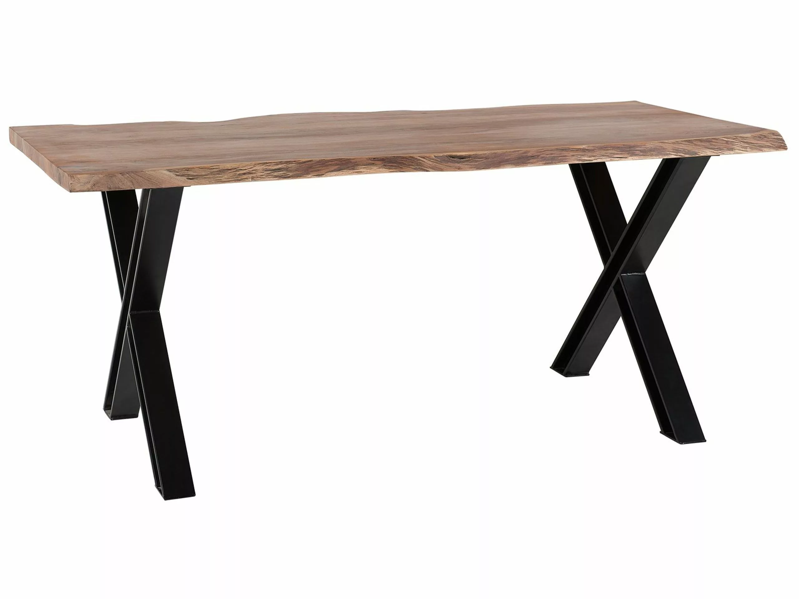 Beliani Mesa De Comedor De Madera De Acacia Clara/negro Varios Tamaños BROOKE