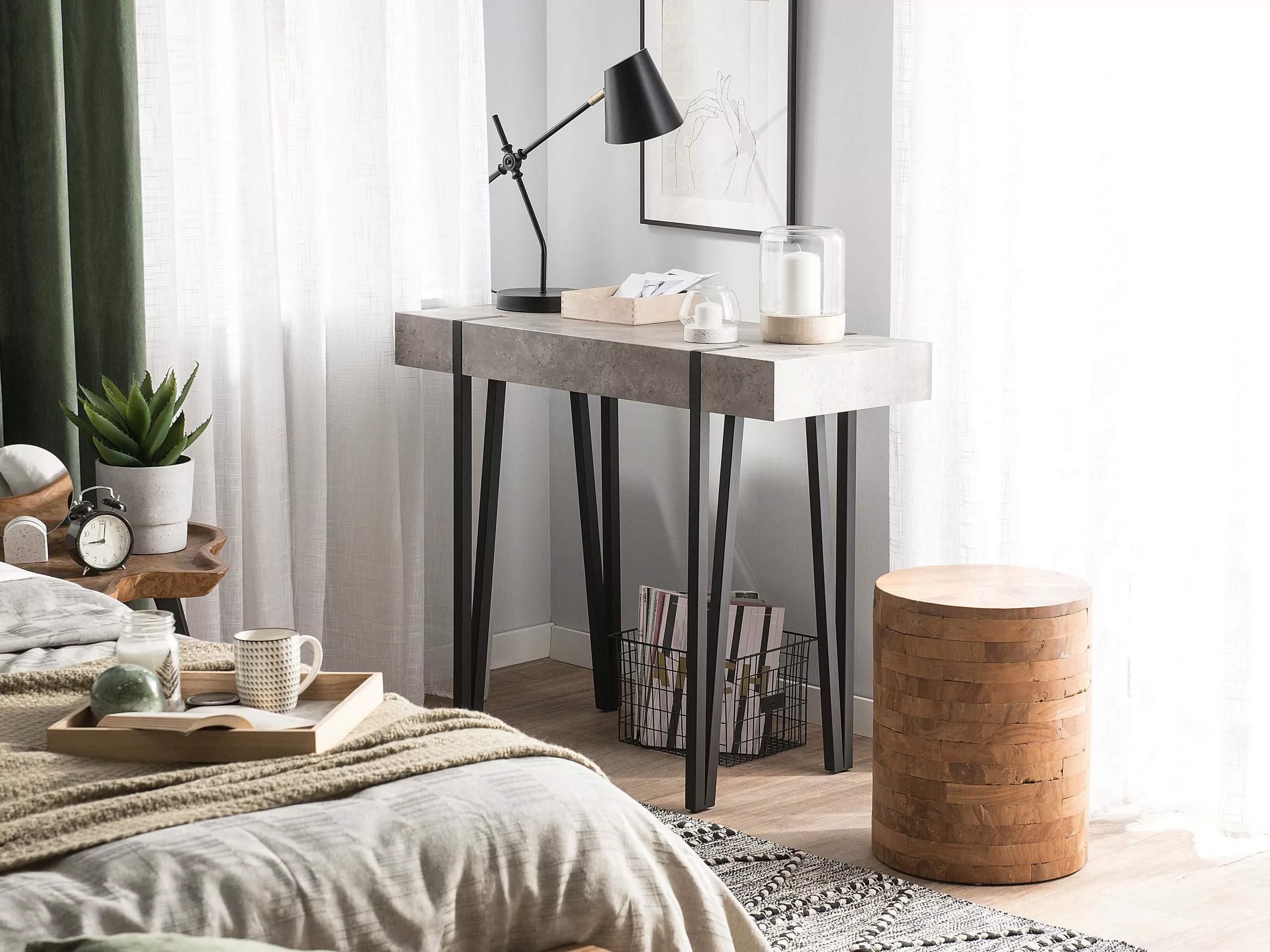 Beliani Consola Gris Claro/negro 100 X 40 Cm ADENA - Imagen 2