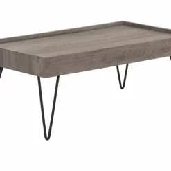 Beliani Mesa De Centro Madera Oscura/negro/gris Pardo 100 X 60 Cm WELTON