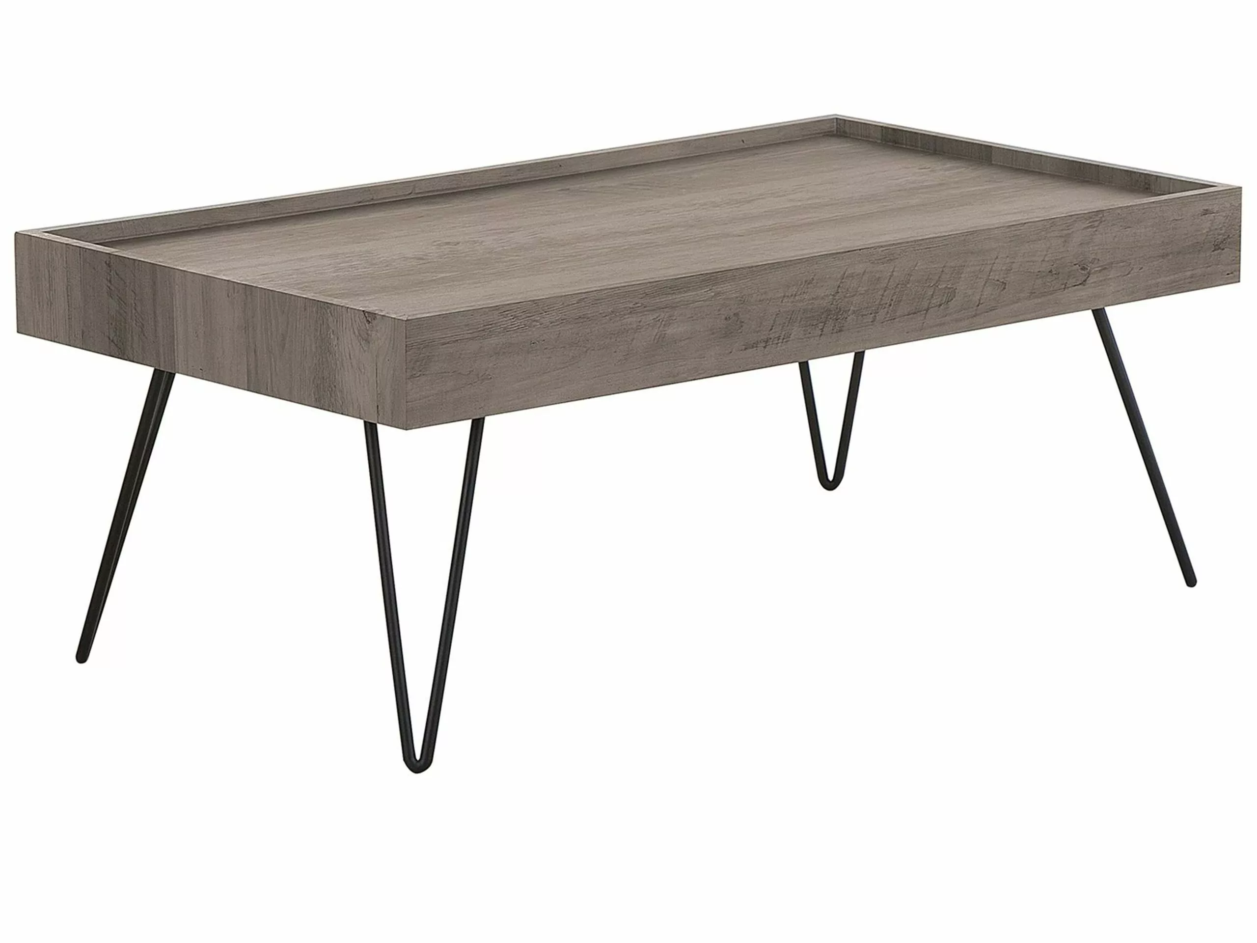 Beliani Mesa De Centro Madera Oscura/negro/gris Pardo 100 X 60 Cm WELTON