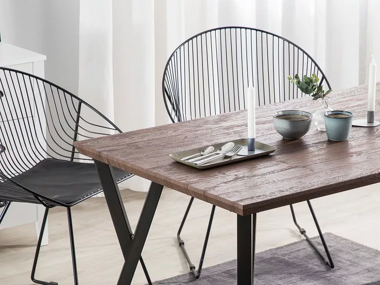 Beliani Mesa De Comedor Madera Oscura/negro Varios Tamaños BRAVO - Imagen 3