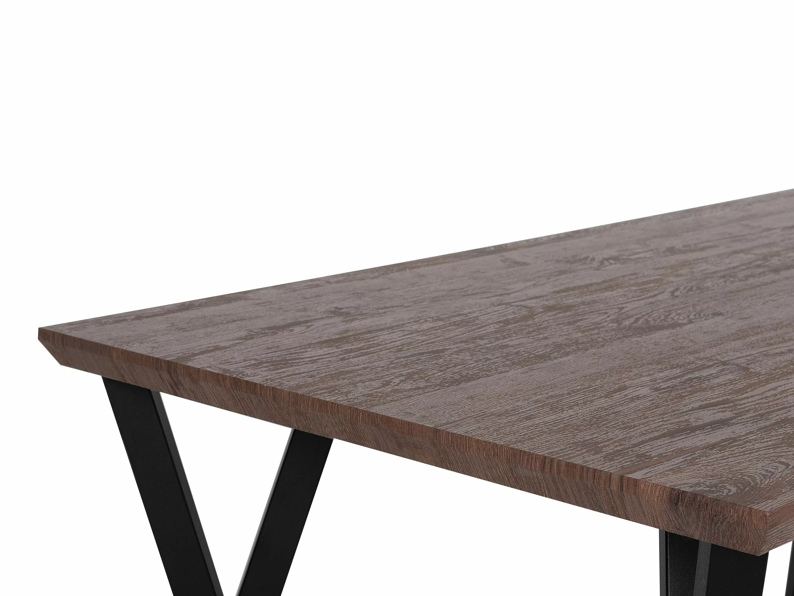 Beliani Mesa De Comedor Madera Oscura/negro Varios Tamaños BRAVO - Imagen 5
