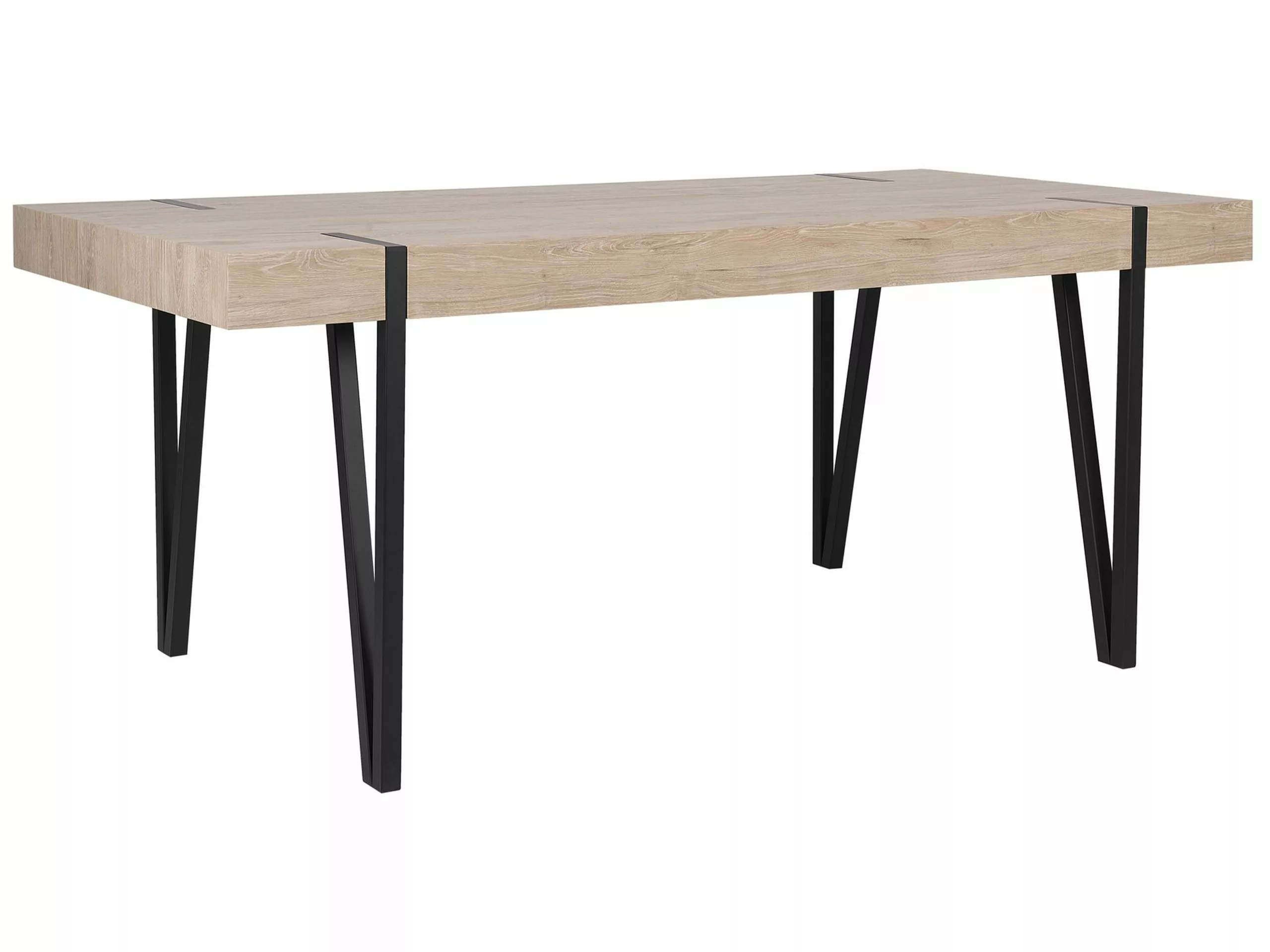 Beliani Mesa De Comedor Madera Clara/negro Varios Tamaños ADENA