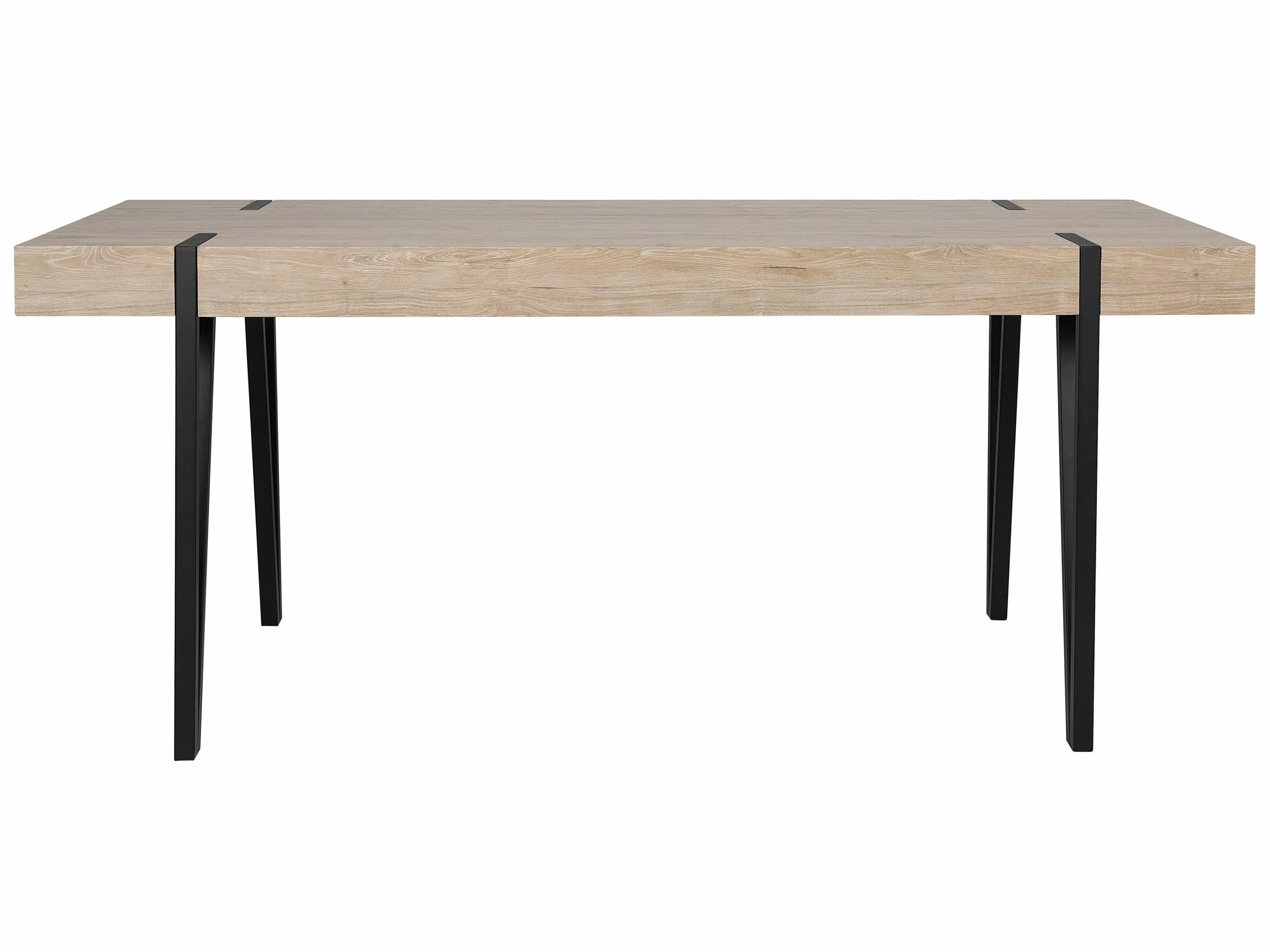 Beliani Mesa De Comedor Madera Clara/negro Varios Tamaños ADENA - Imagen 5