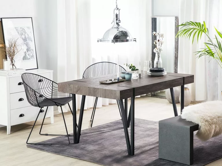 Beliani Mesa De Comedor Madera Oscura/negro Varios Tamaños ADENA - Imagen 2
