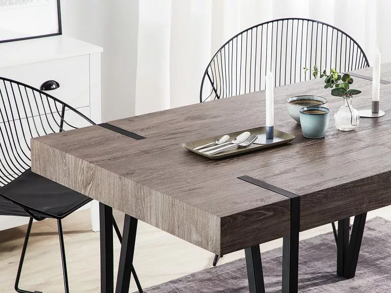 Beliani Mesa De Comedor Madera Oscura/negro Varios Tamaños ADENA - Imagen 3