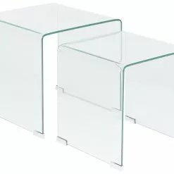 Beliani Conjunto De 2 Mesas De Centro De Vidrio Templado Transparente KENDALL