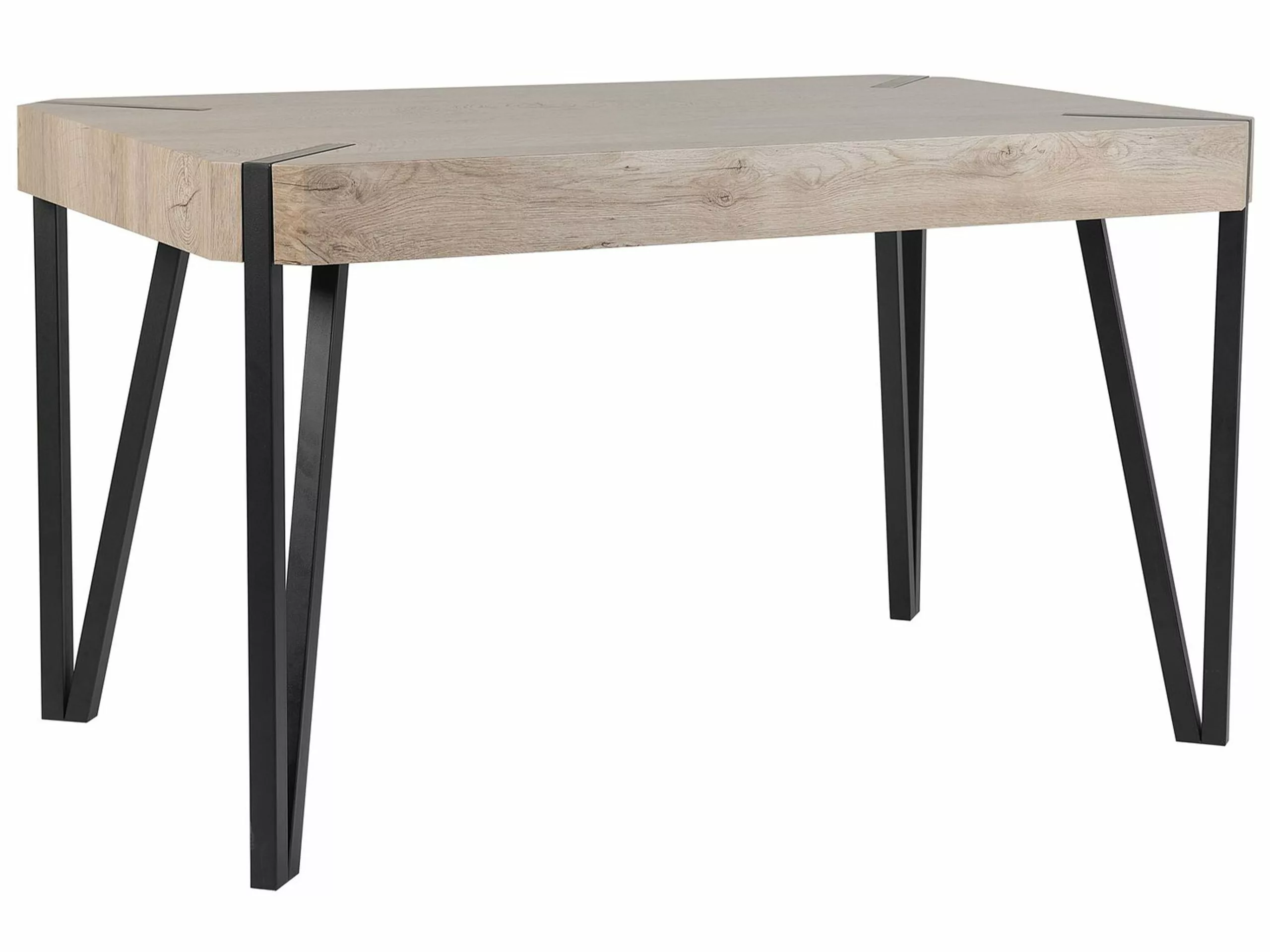 Beliani Mesa De Comedor Madera Clara/negro/gris Pardo 130 X 80 Cm CAMBELL