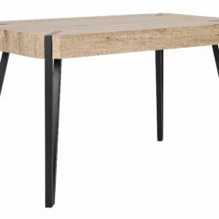 Beliani Mesa De Comedor Madera Clara/negro 130 X 80 Cm CAMBELL