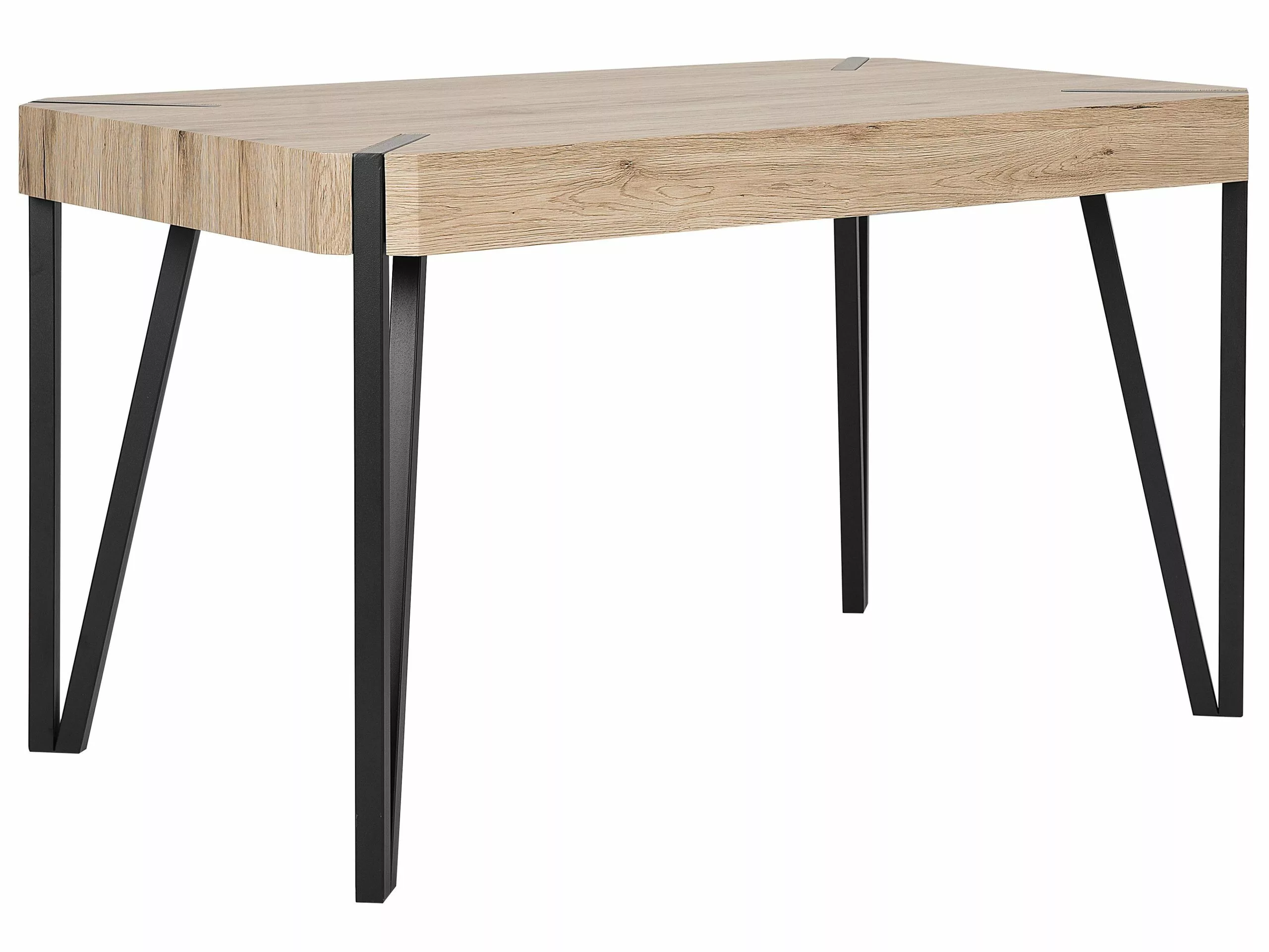 Beliani Mesa De Comedor Madera Clara/negro 130 X 80 Cm CAMBELL