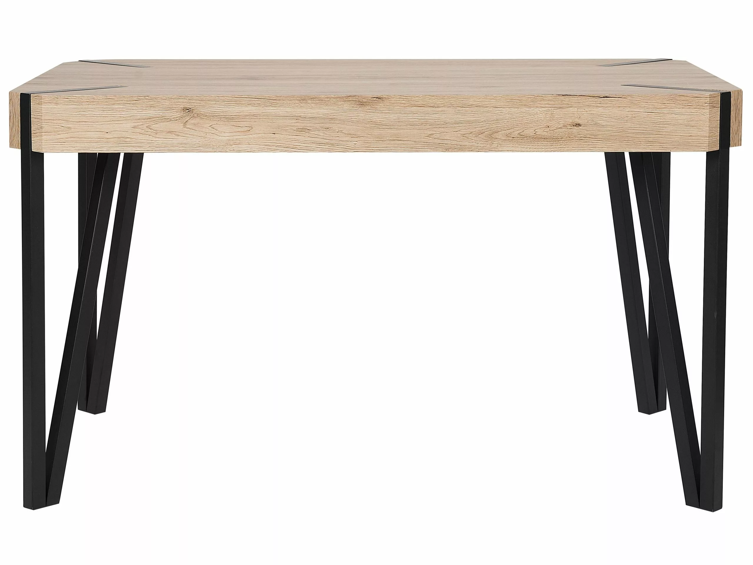 Beliani Mesa De Comedor Madera Clara/negro 130 X 80 Cm CAMBELL - Imagen 5